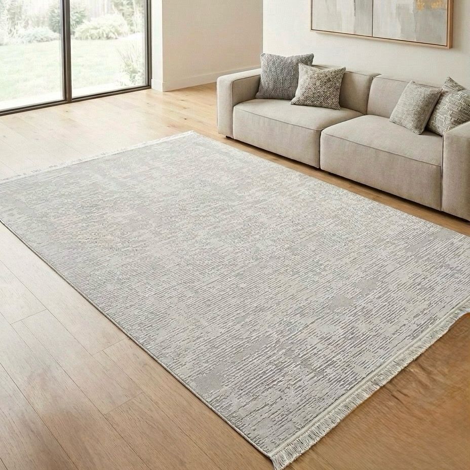 Waschbarer Bambu-Satin Teppich in Grau
