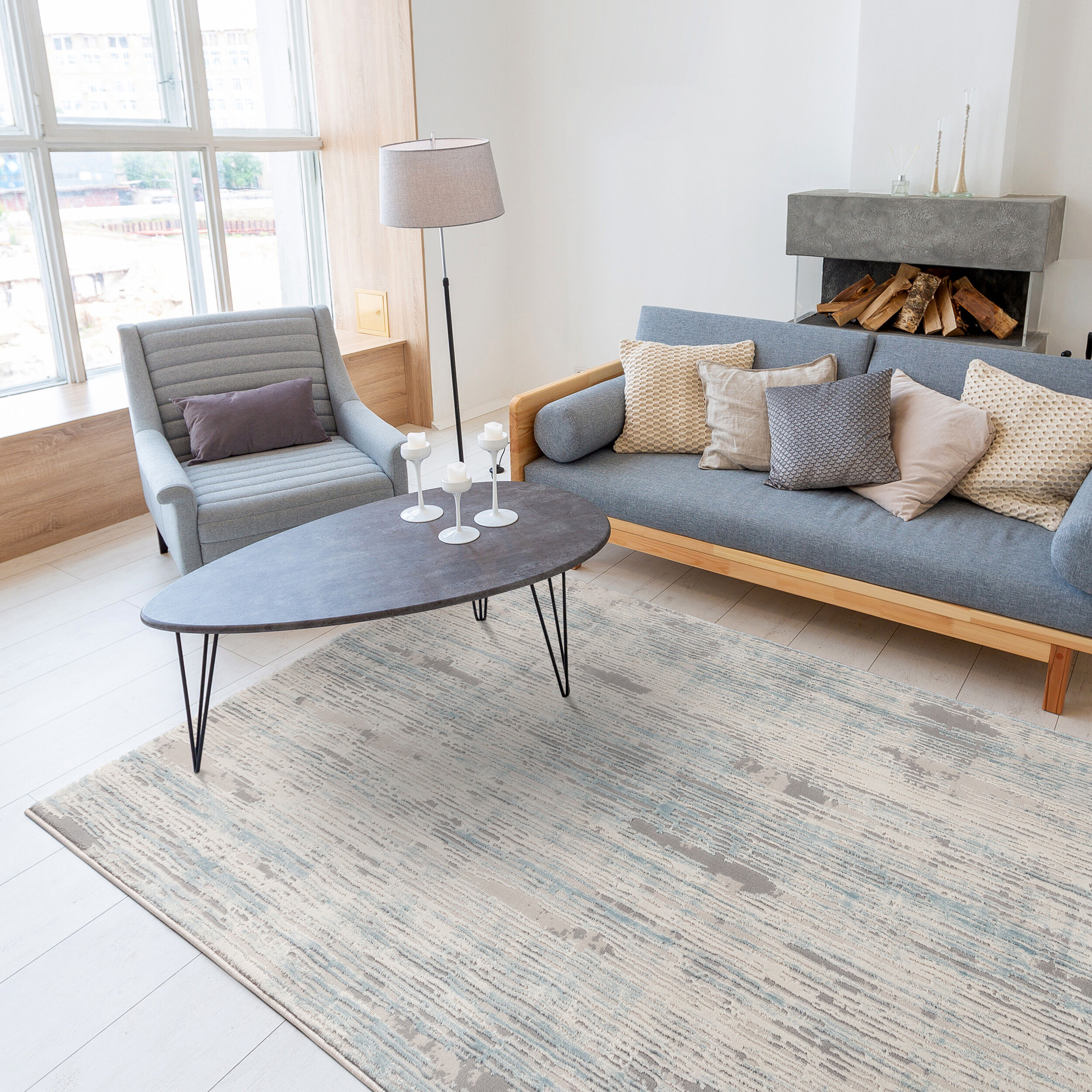 Moderner Teppich Arya 6610 Blau Moderner Teppich Arya 6610 Blau