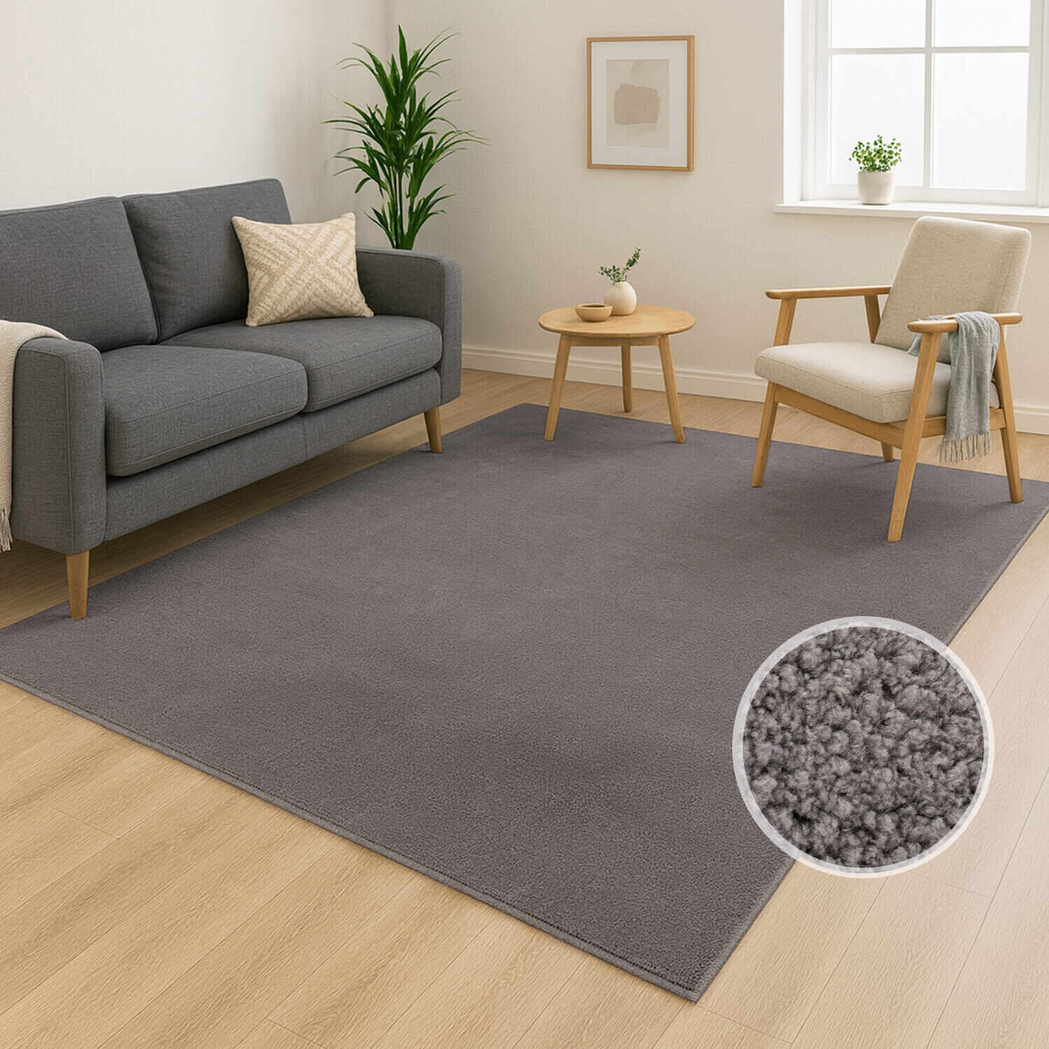 Waschbarer Teppich DEFNE 143 Dunkelgrau