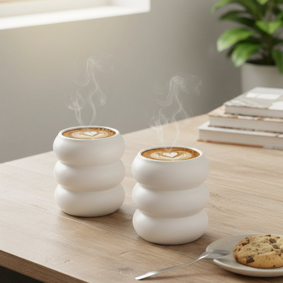 Calma Keramiktassen Duo 2er Set Matt Beige -400 ml