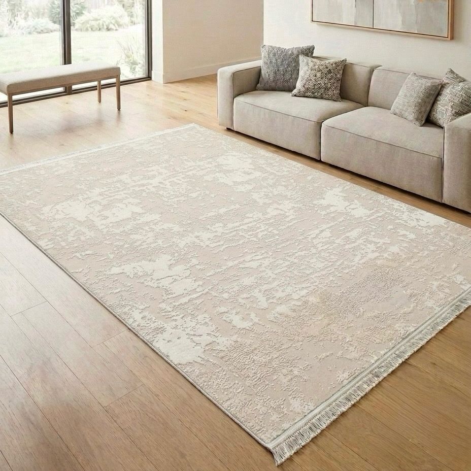 Waschbarer Bambu-Satin Teppich in Beige